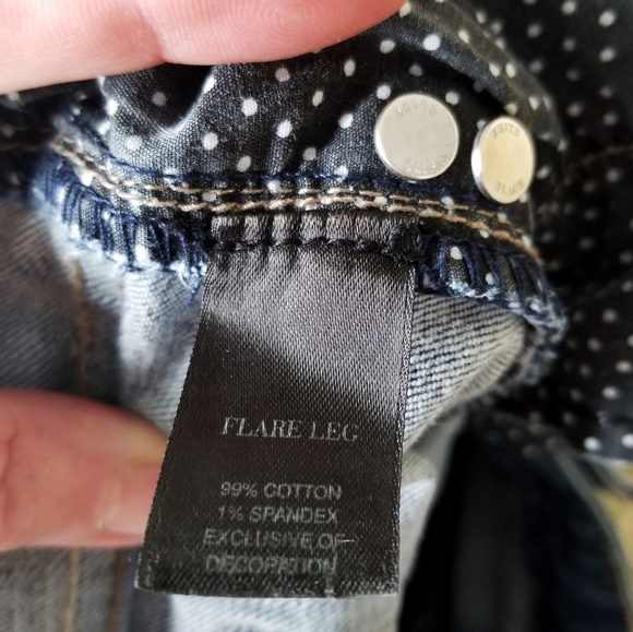 WHBM Blanc Mid Rise Flare Leg Blue Denim Jeans 8R - Picture 11 of 12